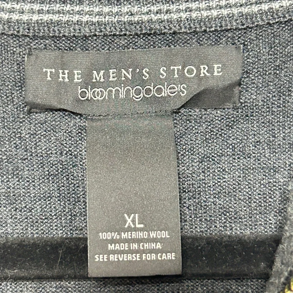 Bloomingdales 1/4 Zip Merino Wool Sweater XL Charcoal Gray Pullover Mock Neck - Picture 4 of 11